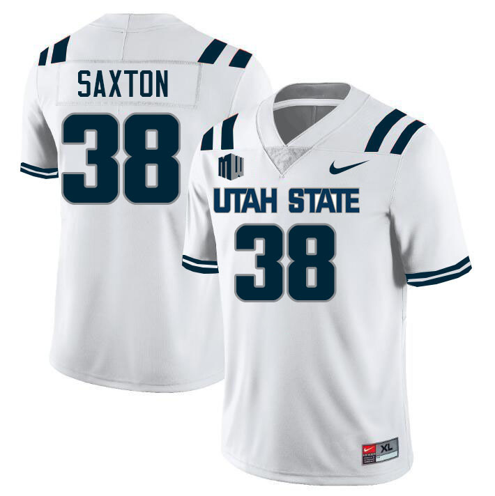 Utah State Aggies #38 Titan Saxton College Football Jerseys Stitched Sale-White